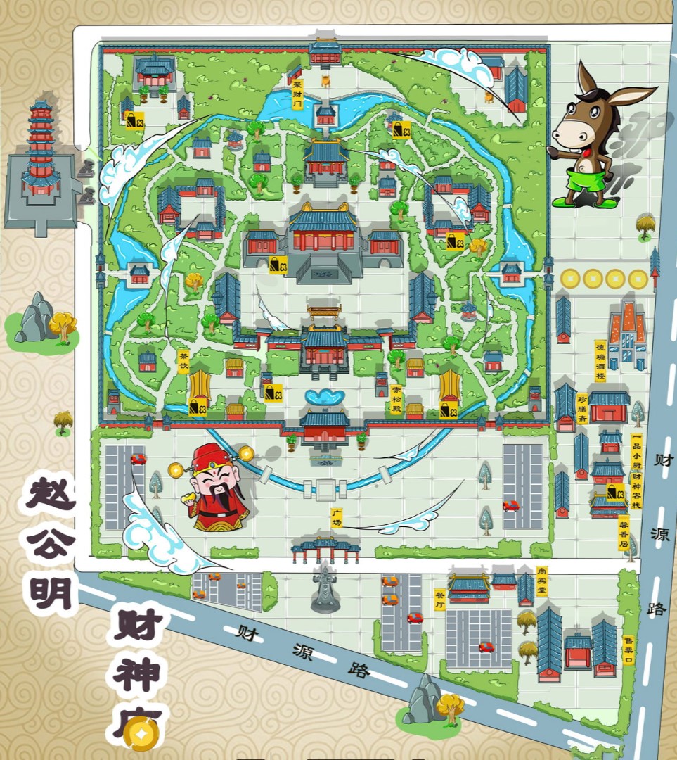 峰峰矿寺庙类手绘地图